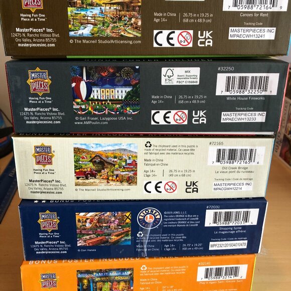 LOT of 5 Master Pieces Puzzles - Shopping Spree Play it Again Sam & More #JS